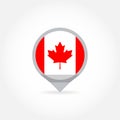 Flag of Canada in shape of map pointer or marker. Canadian national symbol icon. Vector illustration Royalty Free Stock Photo